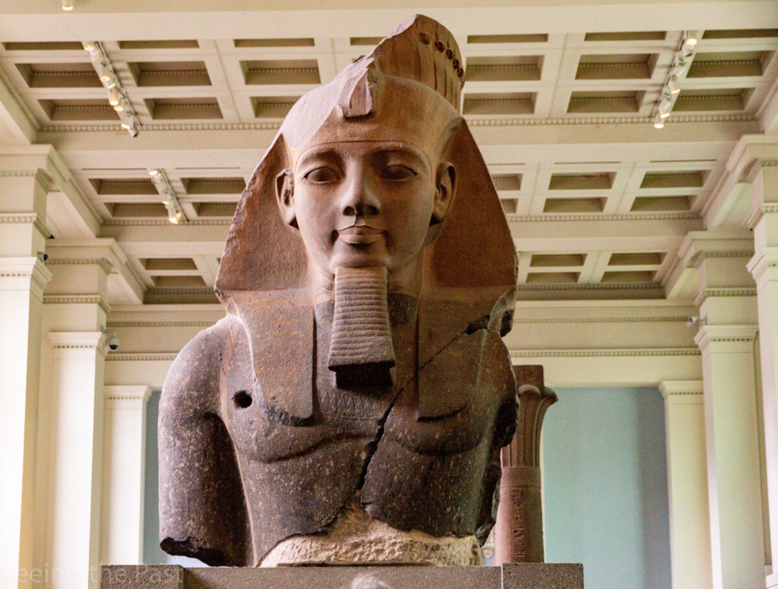 Bust of Pharaoh Ramesses II displayed in a museum