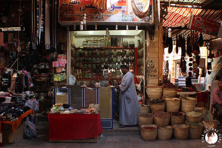 Bustling Market Scene in Aswan, Egypt
