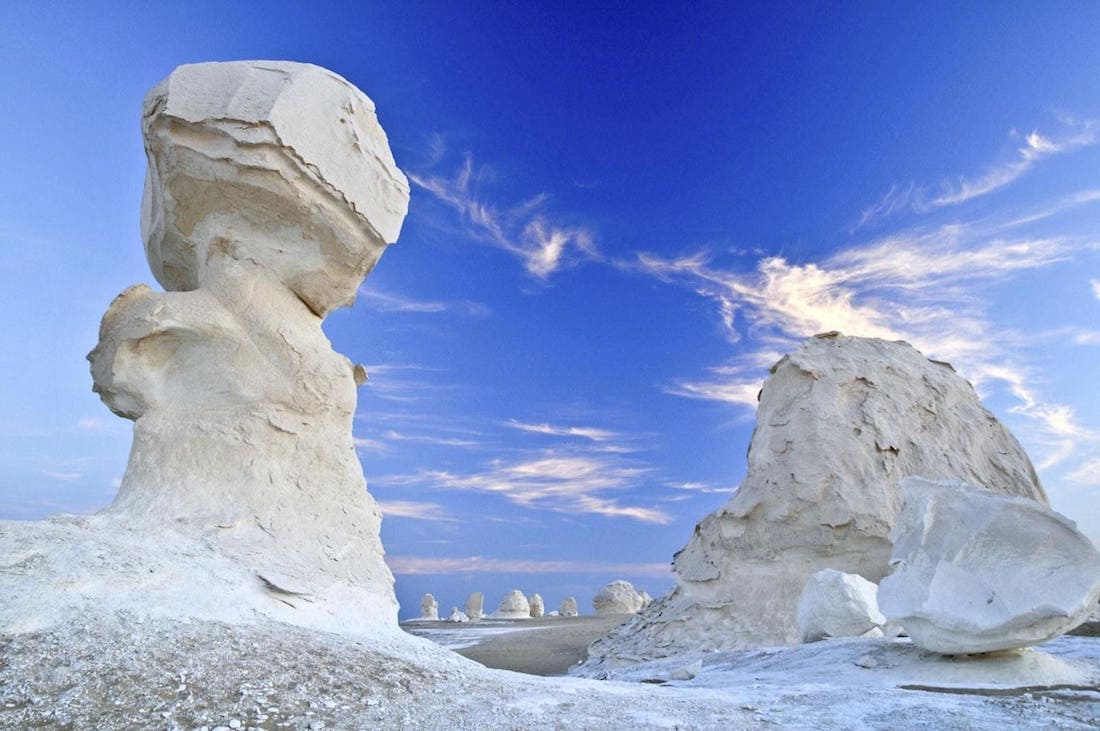 Wind-Crafted White Desert Formations.