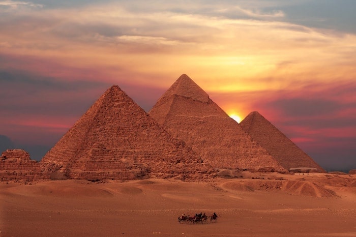 Sunset over the Pyramids of Giza