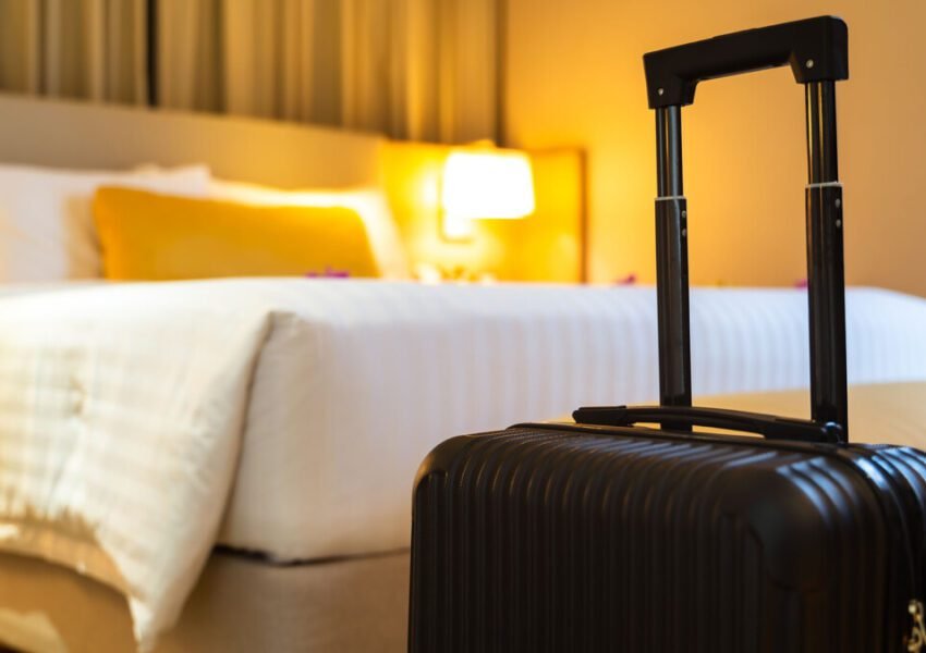 suitcase in hotel room