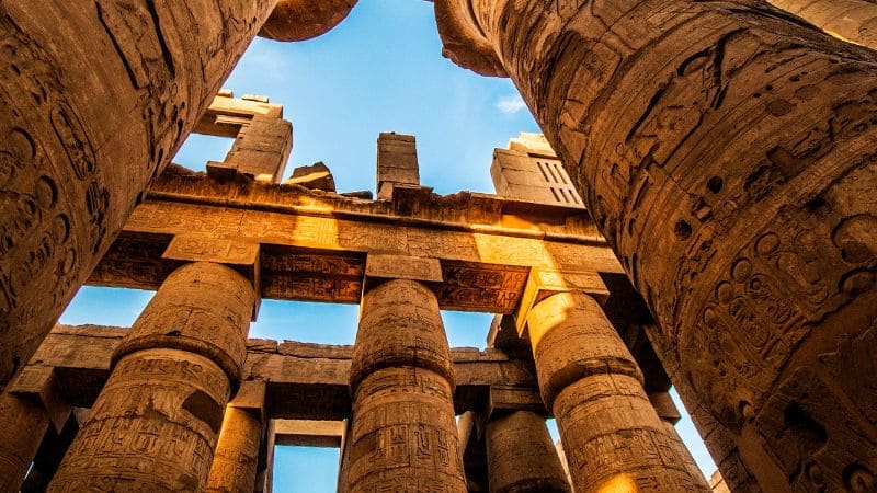Pillars of Karnak Temple in Luxor, Egypt.