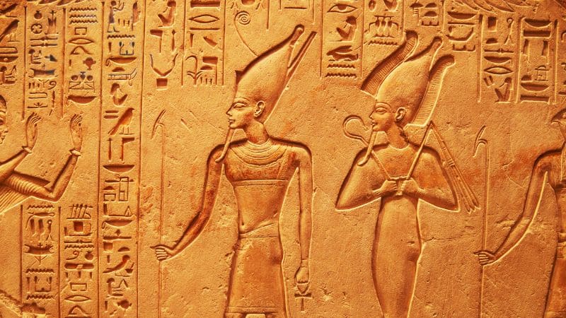 Detailed Egyptian hieroglyphs.
