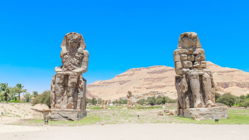 The Colossi of Memnon statues in Luxor, Egyp