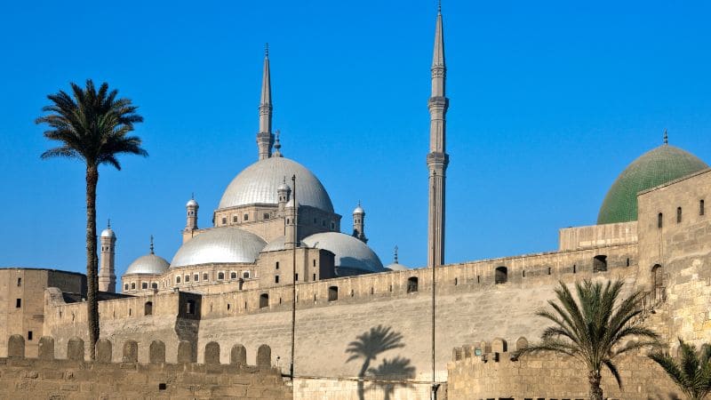 The Mosque of Muhammad Ali within the walls of the Cairo Citadel under a clear sky.