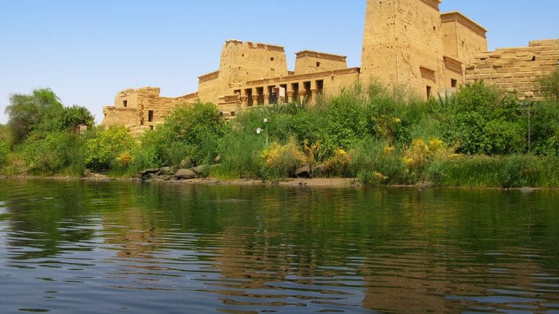 Philae Temple's waterfront view from the Nile