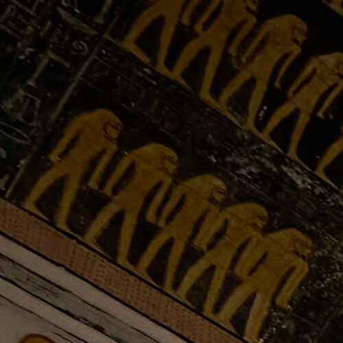 Ancient Egyptian hieroglyphs depicting a row of stylized elephants