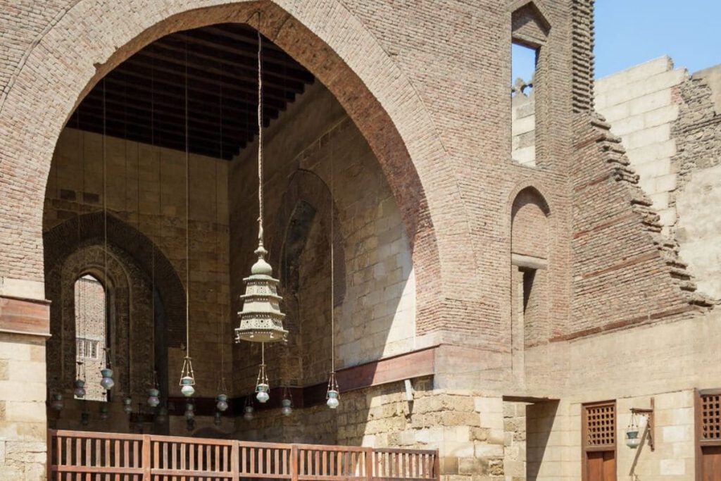 Interior view of a historic building in Cairo with traditional architectural elements