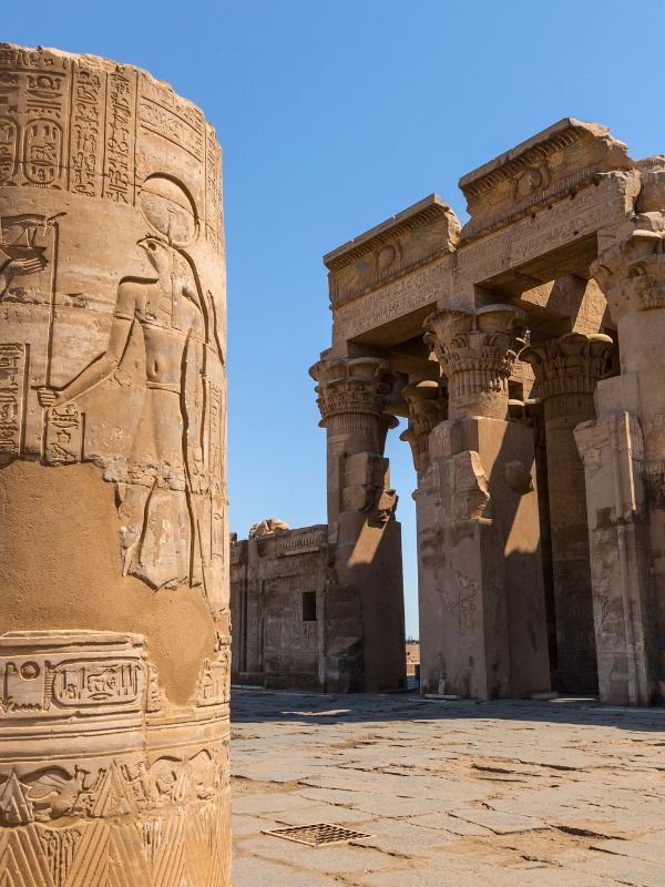 Ancient carvings and columns of the Temple of Kom Ombo