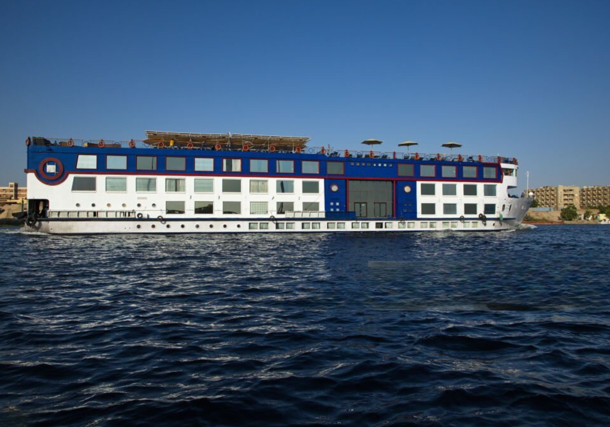 The luxurious MS Al Kahila Nile Cruise ship sailing on the Nile River