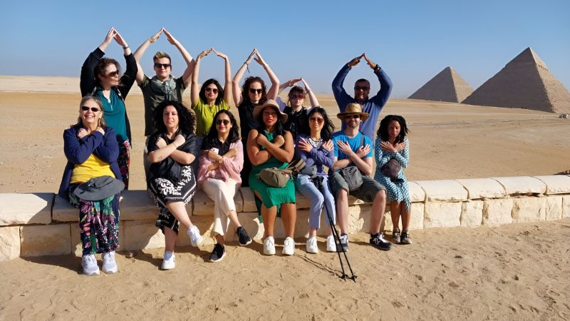 Tour Group Enjoying Giza Pyramid View