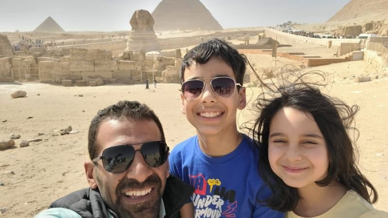 Family Selfie at the Pyramids of Giza