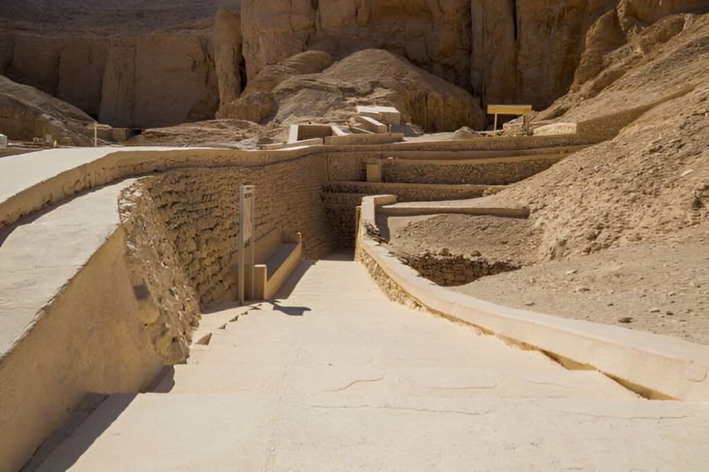 pathway leading to the tombs in the Valley of the Kings in Luxor Egypt